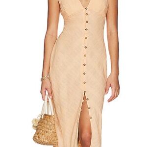 Elegant Peach Button-Down Dress